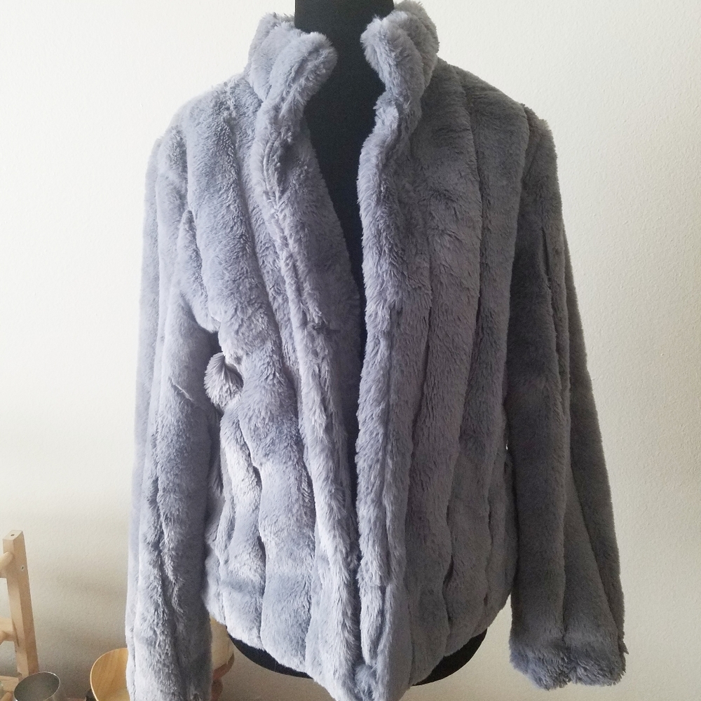 Nordstrom Grey Fur Coat